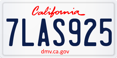 CA license plate 7LAS925