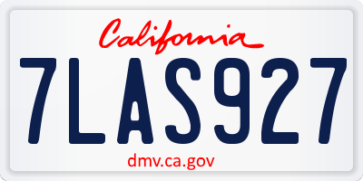 CA license plate 7LAS927