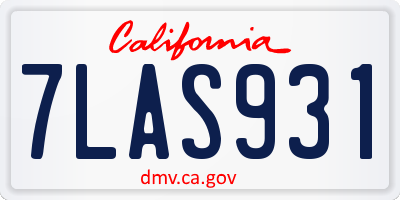 CA license plate 7LAS931