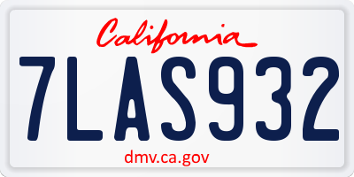 CA license plate 7LAS932
