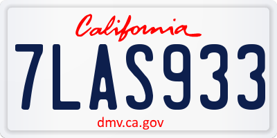 CA license plate 7LAS933