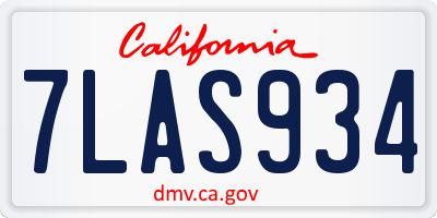 CA license plate 7LAS934