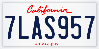 CA license plate 7LAS957