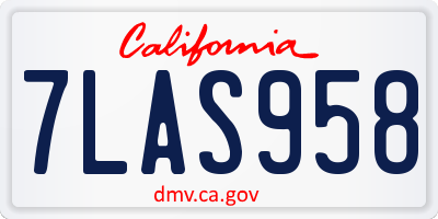 CA license plate 7LAS958