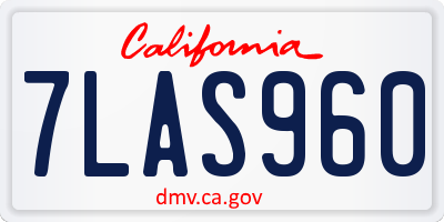 CA license plate 7LAS960