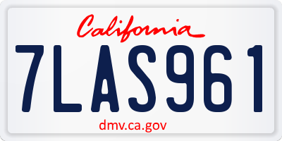CA license plate 7LAS961