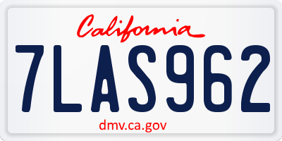 CA license plate 7LAS962