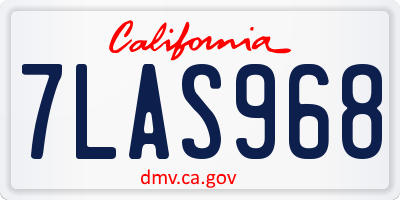 CA license plate 7LAS968