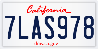 CA license plate 7LAS978