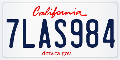 CA license plate 7LAS984