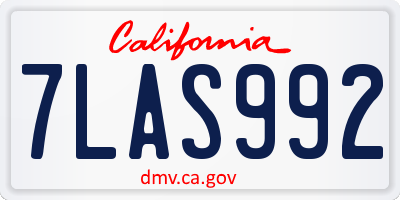 CA license plate 7LAS992