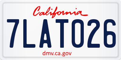 CA license plate 7LAT026