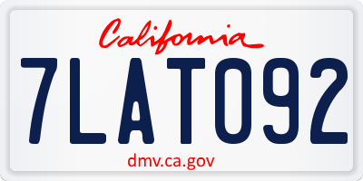 CA license plate 7LAT092