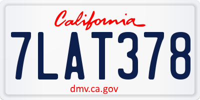 CA license plate 7LAT378