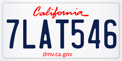 CA license plate 7LAT546