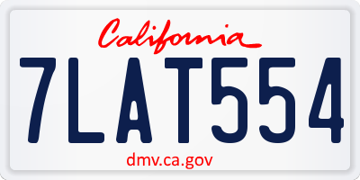 CA license plate 7LAT554