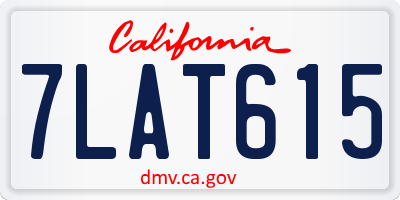 CA license plate 7LAT615