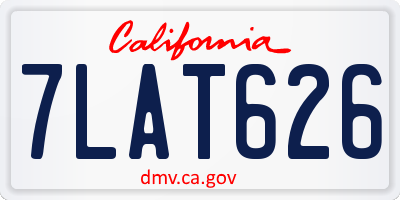 CA license plate 7LAT626