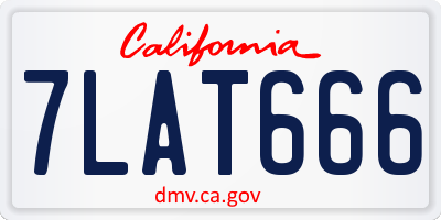 CA license plate 7LAT666