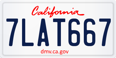 CA license plate 7LAT667