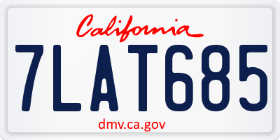 CA license plate 7LAT685