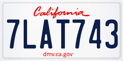 CA license plate 7LAT743