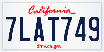 CA license plate 7LAT749