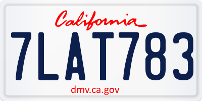 CA license plate 7LAT783