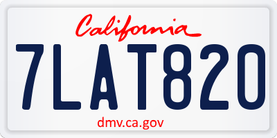 CA license plate 7LAT820