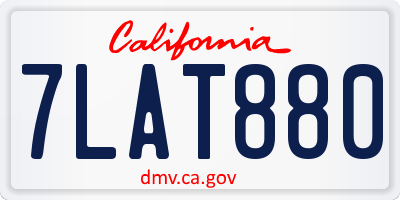 CA license plate 7LAT880