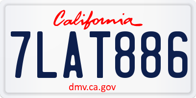 CA license plate 7LAT886
