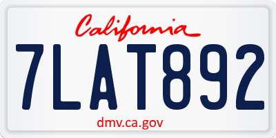 CA license plate 7LAT892