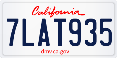 CA license plate 7LAT935