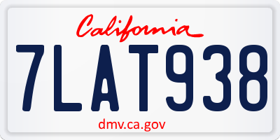 CA license plate 7LAT938