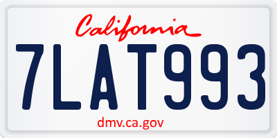 CA license plate 7LAT993