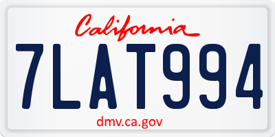 CA license plate 7LAT994