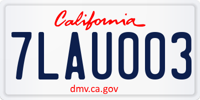 CA license plate 7LAU003