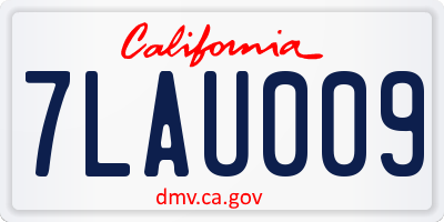 CA license plate 7LAU009