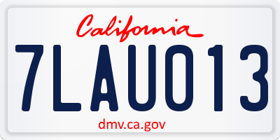 CA license plate 7LAU013