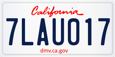 CA license plate 7LAU017