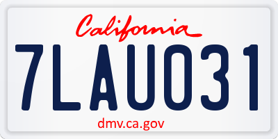 CA license plate 7LAU031