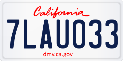 CA license plate 7LAU033