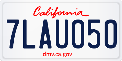 CA license plate 7LAU050