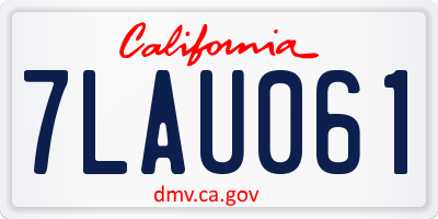 CA license plate 7LAU061