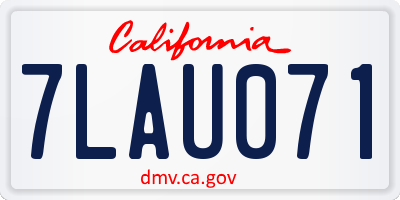 CA license plate 7LAU071