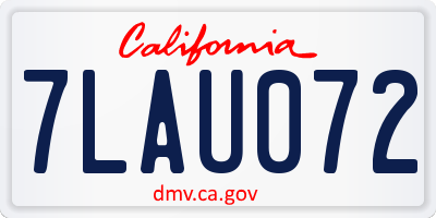 CA license plate 7LAU072