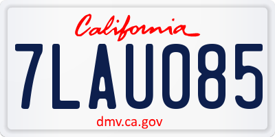 CA license plate 7LAU085