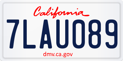 CA license plate 7LAU089