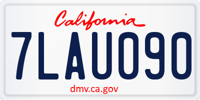 CA license plate 7LAU090