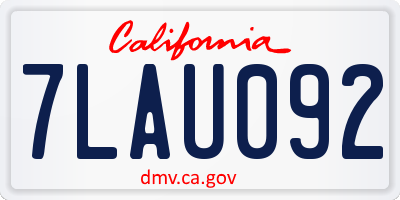 CA license plate 7LAU092